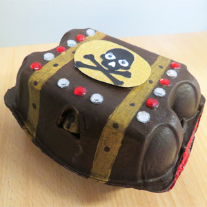 treasure chest made from an egg box