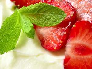 trifle topped with strawberries