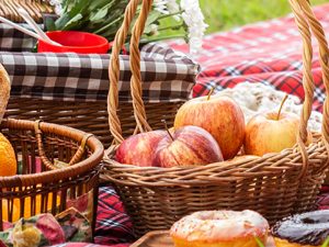 picnic basket with food