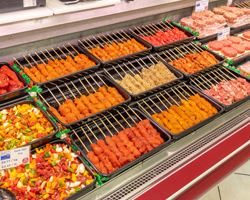 bbq meats on butchers counter