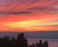 france - lake geneva sunset