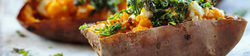 feta and kale loaded sweet potato