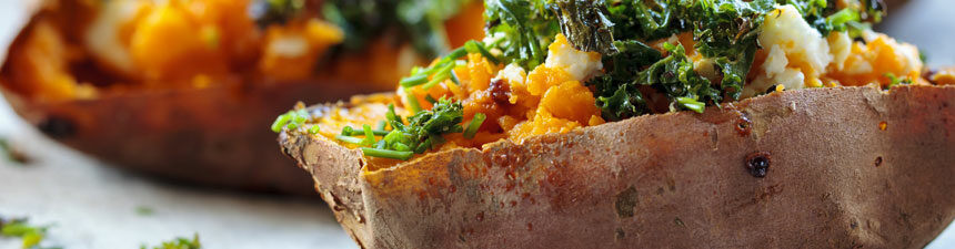 feta and kale loaded sweet potato