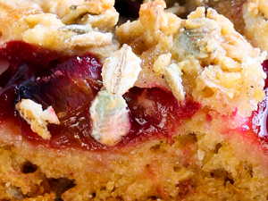 plum and almond crumble cake