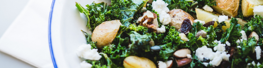 roasted new potato, feta and kale salad