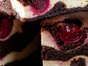 chocolate and cherry cheesecake brownie