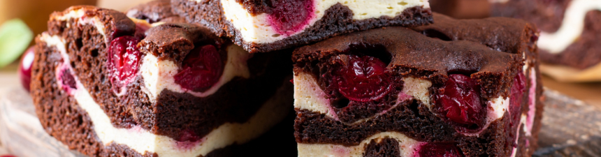 chocolate and cherry cheesecake brownie