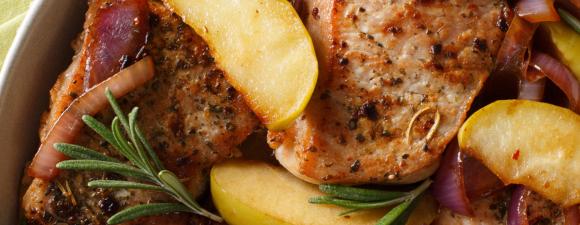 pork steaks with bramley apple