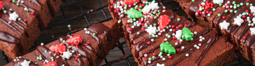 spiced christmas tree brownies