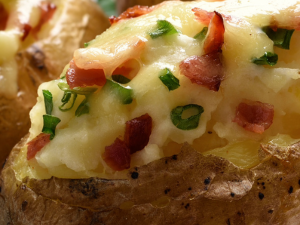 garlic chicken and bacon potato skins