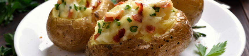 garlic chicken and bacon potato skins