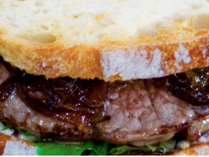 steak and caramelised onion sandwich