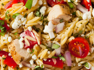 chicken and tomato orzo salad