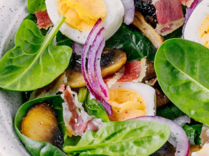 spinach salad with rhubarb dressing
