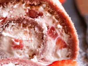 strawberry eton mess swiss roll