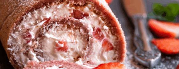 strawberry eton mess swiss roll