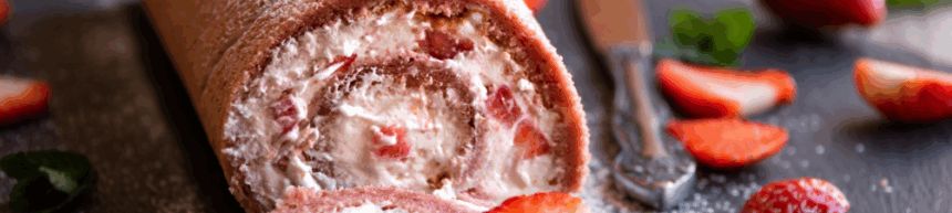 strawberry eton mess swiss roll