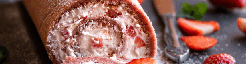 strawberry eton mess swiss roll