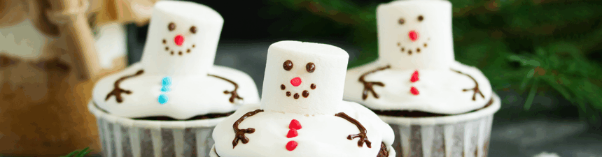 snowman cupcakes