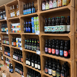 local beers, ales and ciders on shelf 