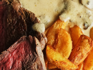 ROW feature image size (14) sirloin steak creamy mushroom sauce