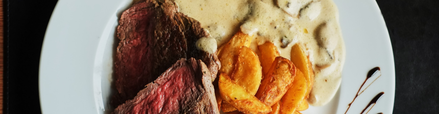 ROW feature image size (14) sirloin steak creamy mushroom sauce